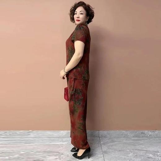 2025夏季新款时尚减龄透气胖妹妈妈两件套显瘦百搭中老年冰凉套装 商品图1