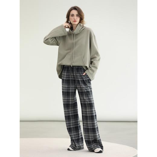 COCOBELLA通勤格纹阔腿裤秋新款休闲裤女小个子直筒裤PA3093 商品图1