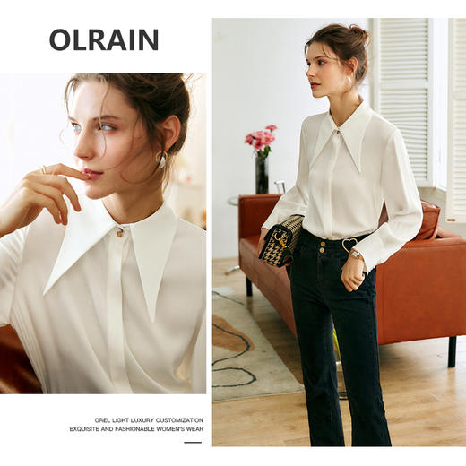 欧芮儿职业衬衫女2025年秋季新款修身法式别致气质设计感小众上衣 商品图1