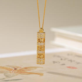 S925纯银镀金金刚杵观音，中式设计感银吊坠套链CW-DZ06801