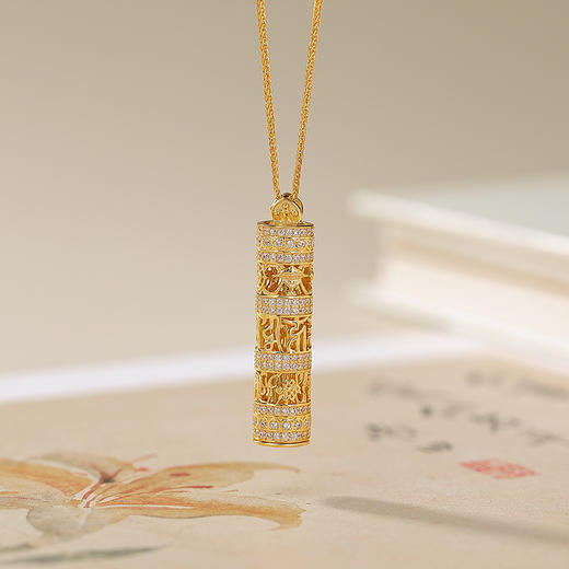 S925纯银镀金金刚杵观音，中式设计感银吊坠套链CW-DZ06801 商品图0