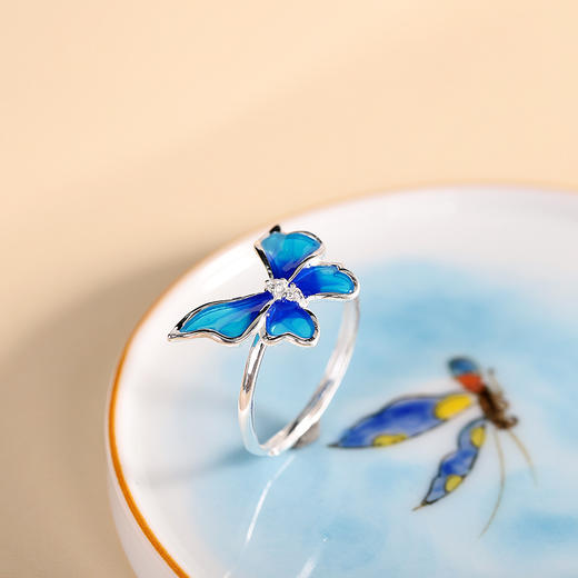 【蝶魅】足银9999银色珐琅蝴蝶叠口戒指【RP-JZ580129】 商品图3