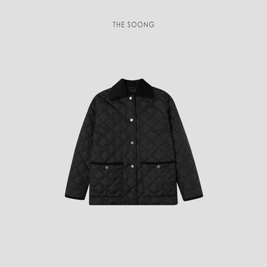 THESOONG"线性美学"经典定距压线菱格灯芯绒翻领棉服外套HWWT7513 商品图0