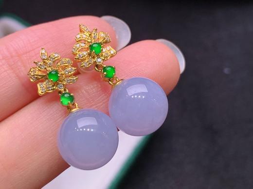 圆珠翡翠耳坠 商品图0