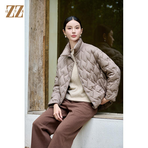 佐尔美冬季新款 气质时尚菱形格羽绒服女新年礼M44YY11 商品图3