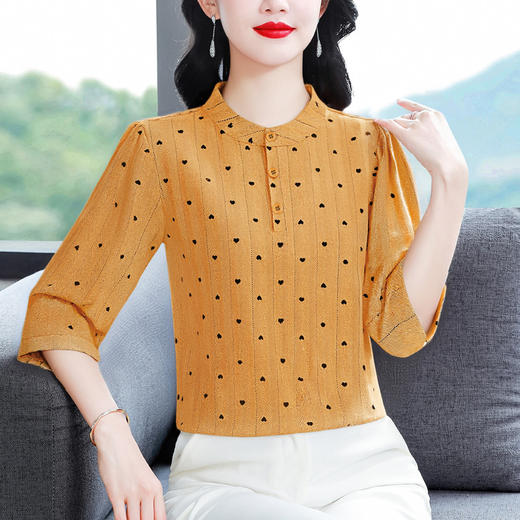 KQL B41N6586洋气七分袖复古衬衫时尚妈妈装气质薄款上衣 商品图2