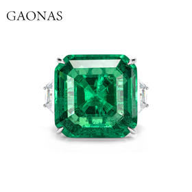 GAONAS 经典臻奢贵气女王绿色方形戒指11475JG