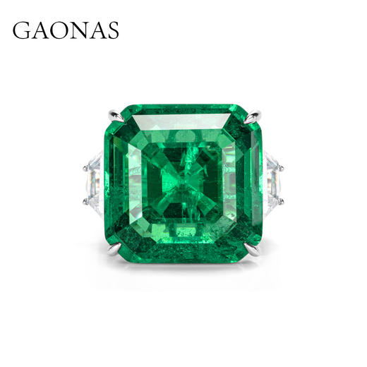 GAONAS 经典臻奢贵气女王绿色方形戒指11475JG 商品图0