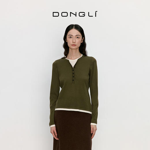 东黎 • 我不被驯化 三缀白 山羊绒混纺女士秋季撞色边套衫 5361 商品图3