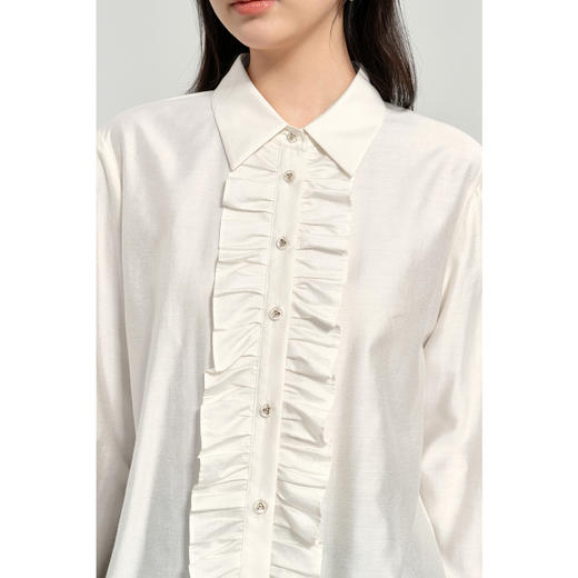 【商场同款】诗凡黎纯色翻领衬衫2025春新款小衫衬衣女3G1120711R 商品图3