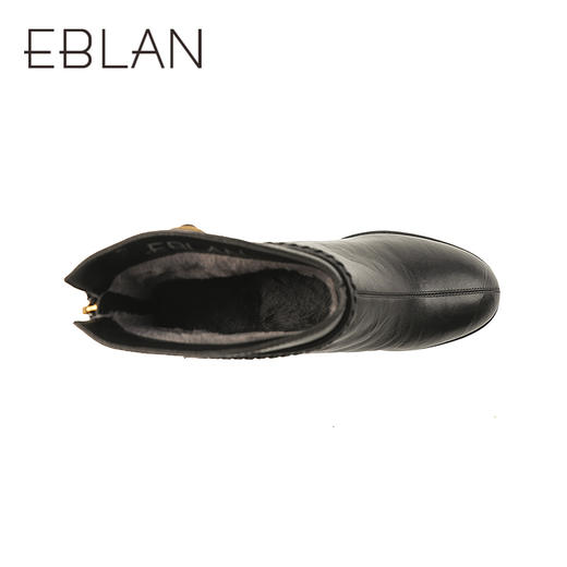 伊伴冬季高级植鞣油蜡羊皮鞋面高跟优雅踝靴B25551201 商品图3