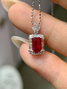 1ct刻面红宝石吊坠