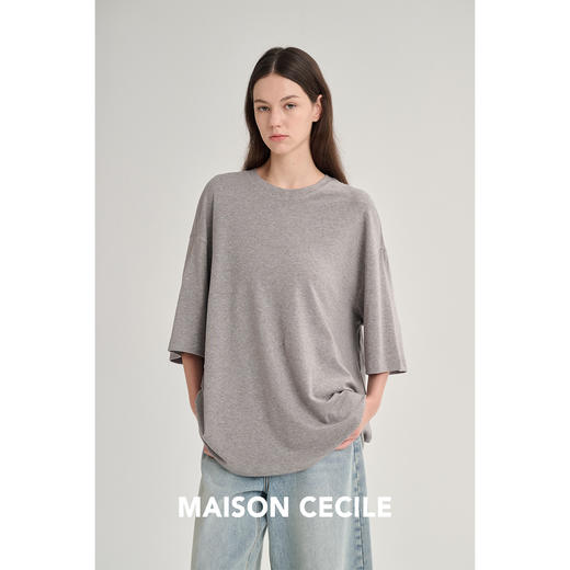 MAISON CECILE 三色/天丝羊毛基础百搭休闲慵懒感宽松大T恤 商品图3