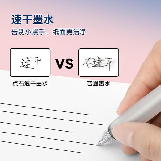 点石制笔DS-0111清透简约风刷题笔按动中性笔指间温柔双珠速干子弹头学生作业用笔Q弹软握胶签字笔0.5 商品图4