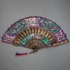 独角鹿西洋古董1850年代中国广东十三行出品人物纹黑漆描金竹扇骨装饰花鸟官邸主题纸本彩绘双扇面折扇 商品缩略图3