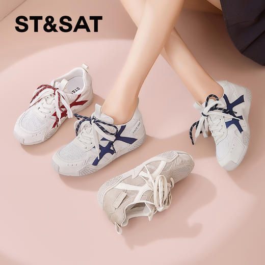 【内增高3CM】星期六设计感拼色双鞋带休闲运动鞋SSD3112C7N 商品图2