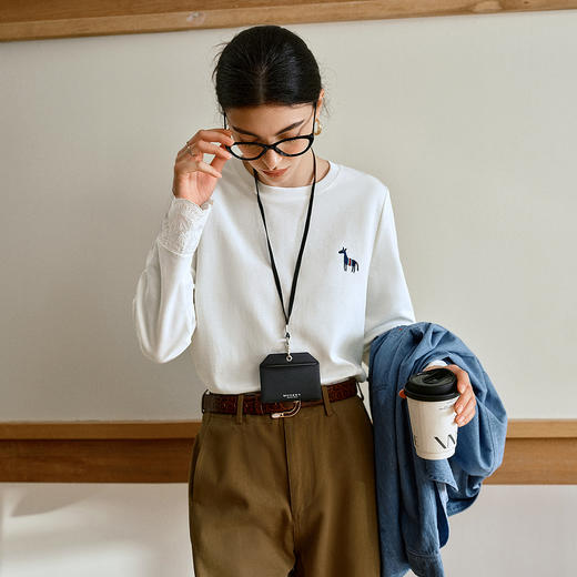 OLrain欧芮儿白色百搭休闲T恤2025秋季新款法式简约时尚显瘦上衣 商品图2