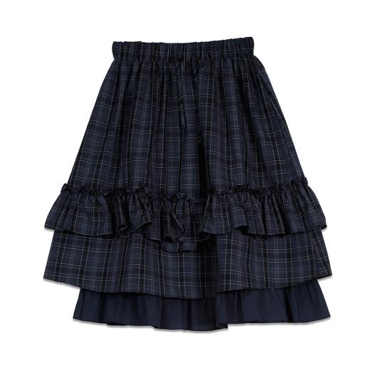 荒诞格纹拼接荷叶边中裙-纪念日百货门店同款165043535 商品图4