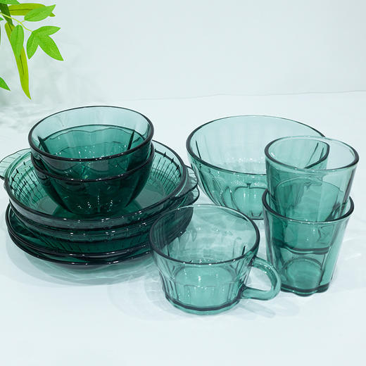 热卖！高颜值餐具！高硼硅钻石琥珀/海棠碗盘套装 加厚玻璃 可进烤箱微波炉 商品图1