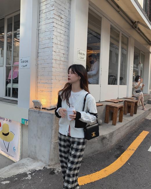 金蘑菇菇【 伯克利格子裤】洋气格子裤宽松休闲拖地裤女 商品图7