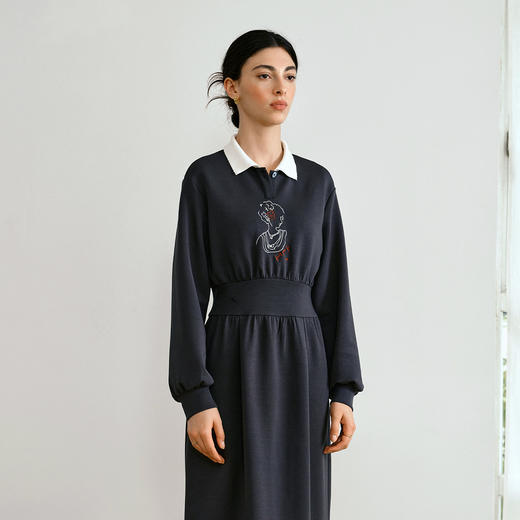 OLrain欧芮儿法式POLO领设计感针织连衣裙2025秋季新款时尚连衣裙 商品图2