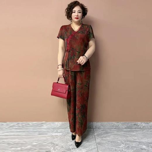 2025夏季新款时尚减龄透气胖妹妈妈两件套显瘦百搭中老年冰凉套装 商品图2