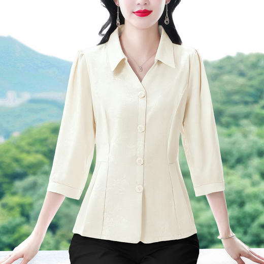 KQL B41N6578中袖时尚舒适衬衫减龄气质小衫上衣 商品图2