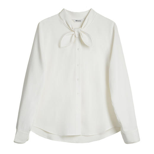OLrain欧芮儿2025新款女秋季法式镂空花边设计感领口衬衫白色上衣 商品图3