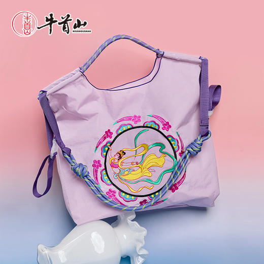 南京牛首山明星同款刺绣尼龙包购物袋单肩包大容量 商品图1