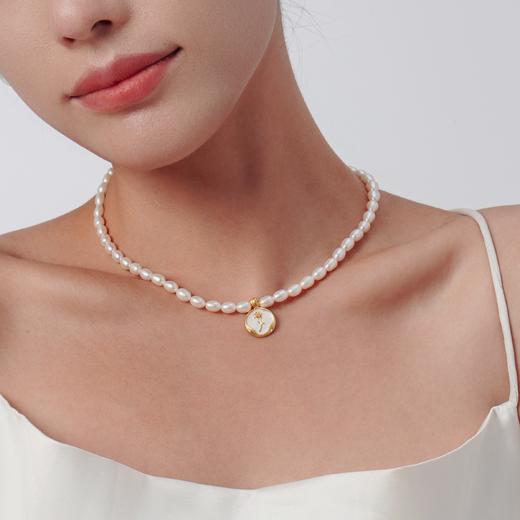 【玫瑰花园】玫瑰圆牌巴洛克珍珠项链 商品图1