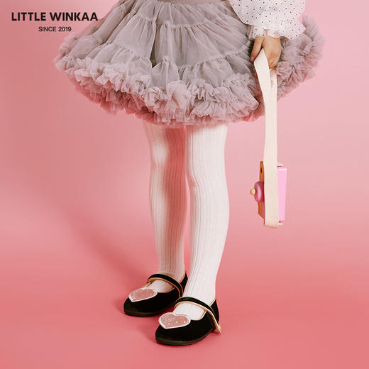 littlewinkaa蘑菇钉爱心女童舞蹈鞋儿童软底公主宝宝单鞋LW31049D 商品图3