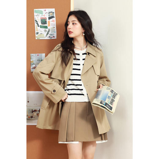 【严选】诗凡黎英伦风高级感中长款风衣2025年春新款显瘦休闲美拉德外套7G1260051-3 商品图2