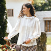 OLrain欧芮儿法式优雅白色绣花衬衫秋季2025新款花边领子别致衬衣 商品缩略图0