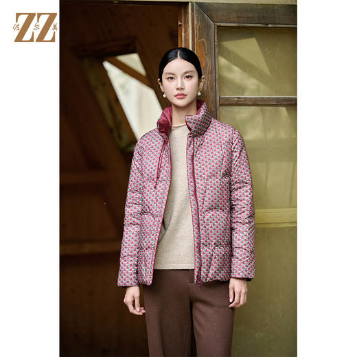 佐尔美冬季新款 经典双面穿老钱风立领羽绒服女M44YY08 商品图4