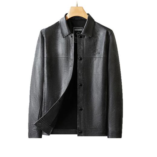 【DWD】大依优型大码皮衣夹克秋季新款男士休闲设计感时尚气质加肥加大码翻领皮夹克男PU皮衣商务 商品图4