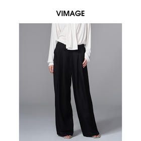 VIMAGE纬漫纪显瘦垂坠感休闲松弛直筒黑色2025秋季新款阔腿裤V2405107