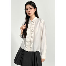 【商场同款】诗凡黎纯色翻领衬衫2025春新款小衫衬衣女3G1120711R