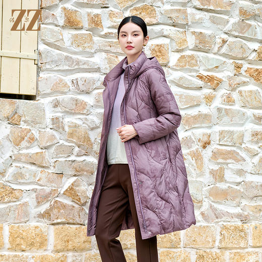 佐尔美冬季新款 时尚气质连帽中长款羽绒服女M44YY09 商品图1