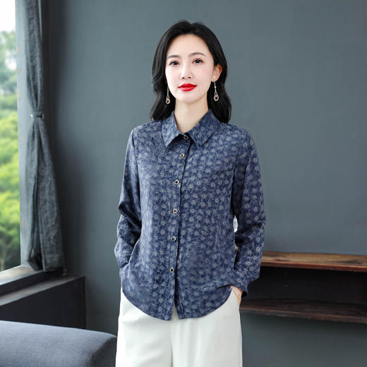 KQL E333N3289气质雪纺衬衫宽松长袖衬衣减龄上衣 商品图2