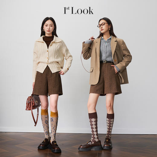 OLrain欧芮儿2025新款女秋季小个子高腰a字显瘦休闲阔腿裤短裤 商品图1