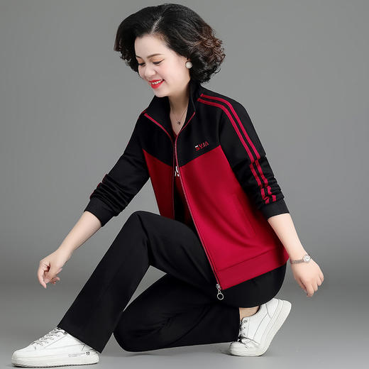 妈妈装休闲运动服套装，外套中年上衣三件套QBD1533 商品图2