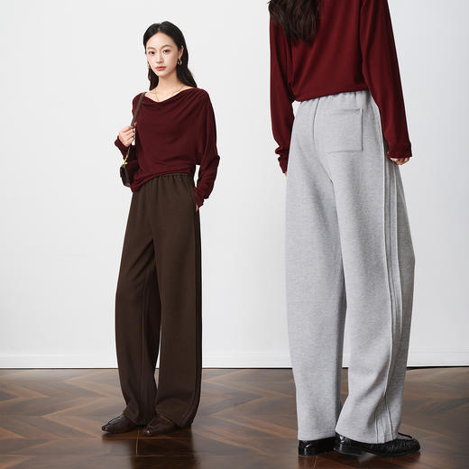 OLrain欧芮儿宽松休闲小刀裤女秋季2025新款松紧腰抽绳阔腿裤长裤 商品图3