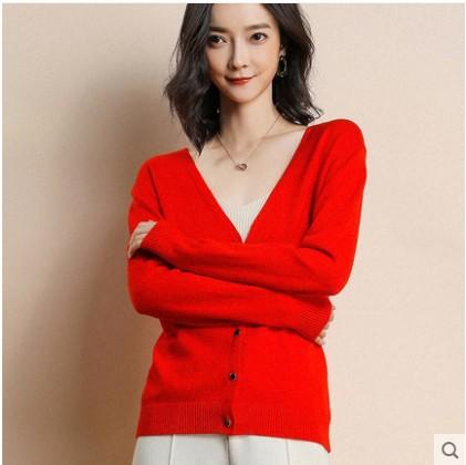 【清仓！69.9/任选2件 V领开衫针织衫】选两件加购物车一起结算，单件不发货！！12色纯色毛衣外套长袖修身百搭薄针织衫 商品图6