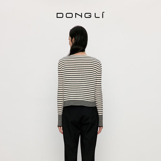 东黎 • 我不被驯化 新序条纹 山羊绒女士秋季打道开衫 5372 商品图2