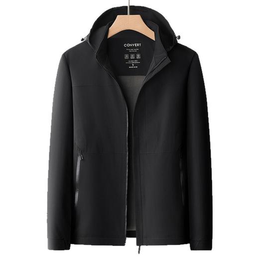 【DKP】大依优型大码外套加绒男士夹克软壳防风防水保暖秋冬新款夹克加肥加大码可脱卸帽抓绒内里宽松胖子休闲外套简约时尚 商品图4