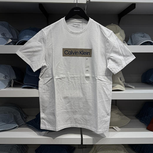 Calvin Klein /CK 男士夏季纯色纯棉圆领LOGO字母印花透气短袖T恤 商品图0