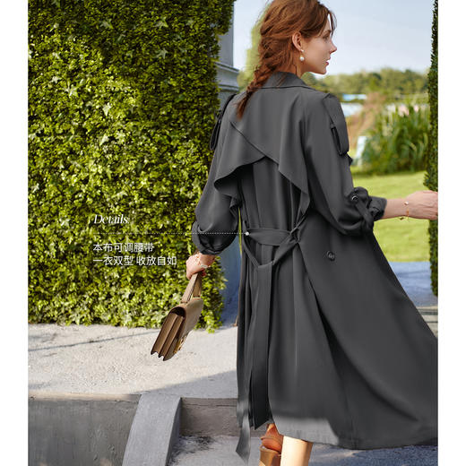 欧芮儿法式卡其色风衣外套女秋季2025年新款小个子气质中长款大衣 商品图3