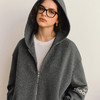 OLrain欧芮儿2025新款秋慵懒休闲费尔岛落肩袖灰色连帽卫衣外套女 商品缩略图3