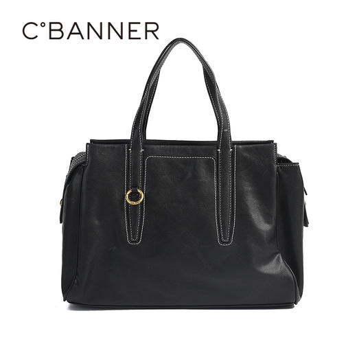 千百度冬季手工缝线搭配柔软革面女包A25595018 商品图3