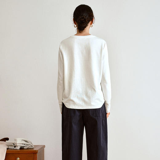 OLrain欧芮儿白色百搭休闲T恤2025秋季新款法式简约时尚显瘦上衣 商品图3